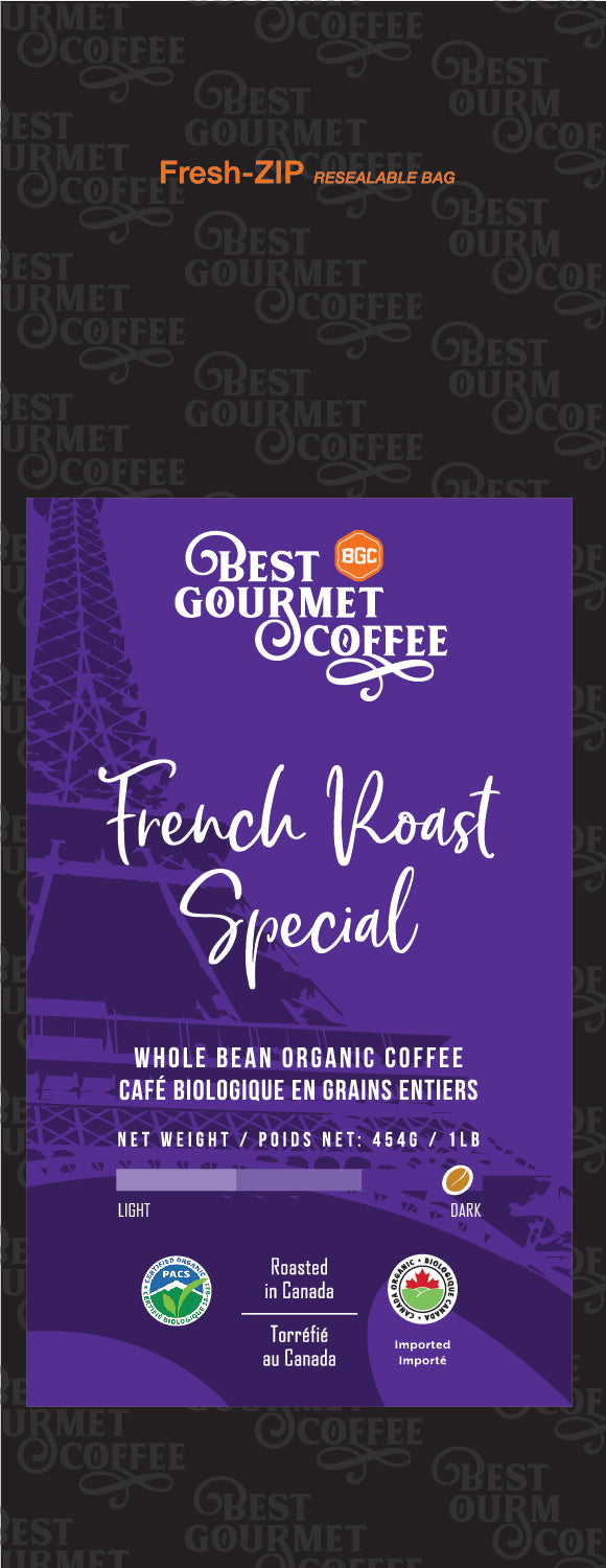 French Roast Special-1 lb. & 2 lb.-Organic-Whole Bean-Medium/Dark Roast.