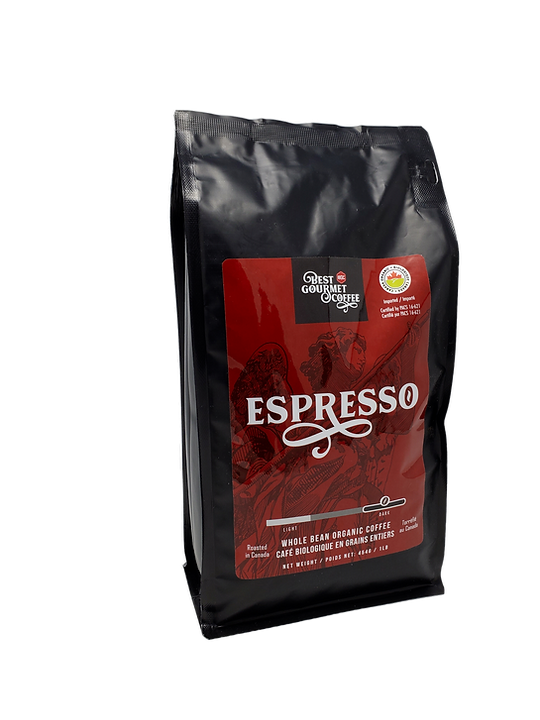 Espresso-1 lb. & 2 lb.-Organic-Whole Bean-Medium/Dark Roast.