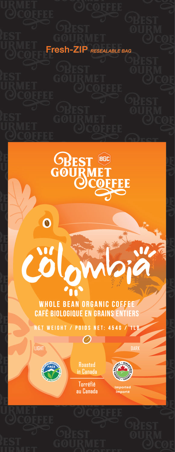Colombia Supremo-1 lb. & 2 lb. -Organic-Whole Bean-Medium Roast.