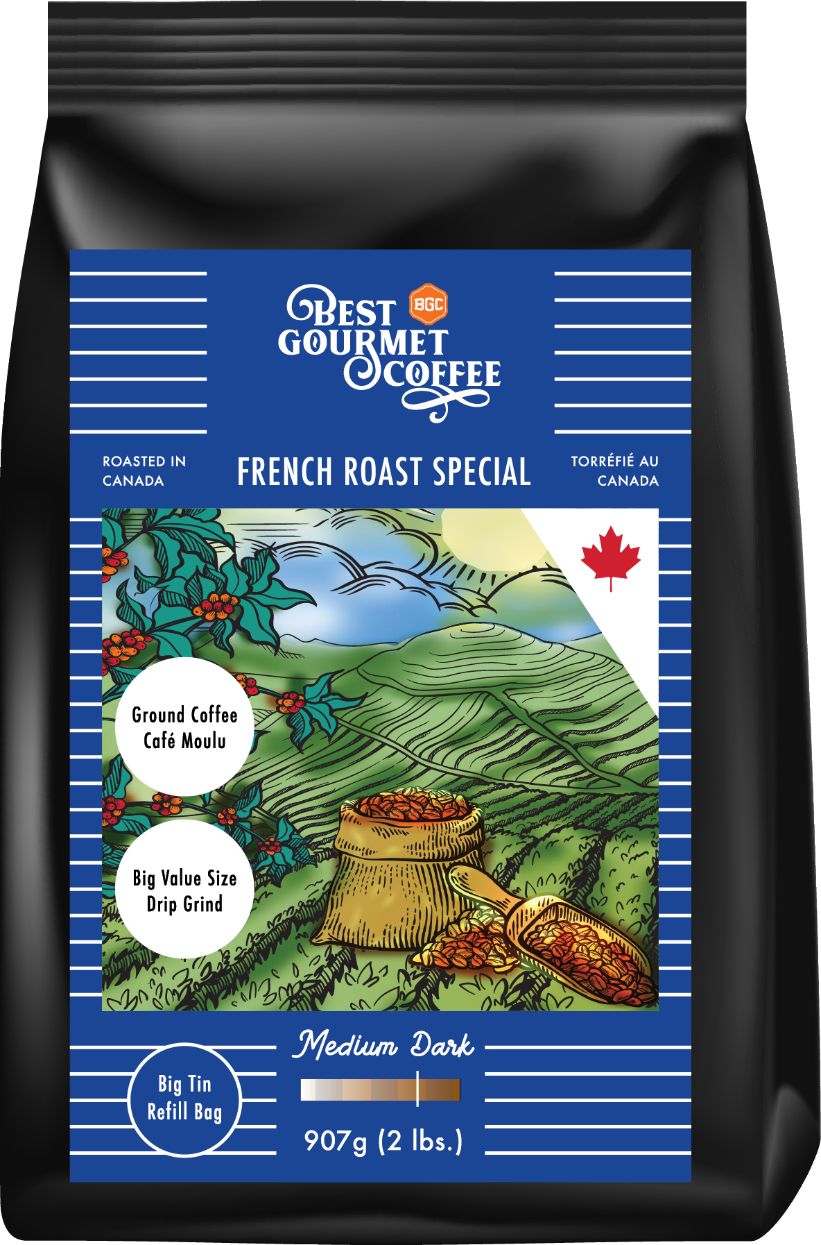 French Roast Special - 2lb - 907g Ground Coffee - Drip Grind- Dark Roast