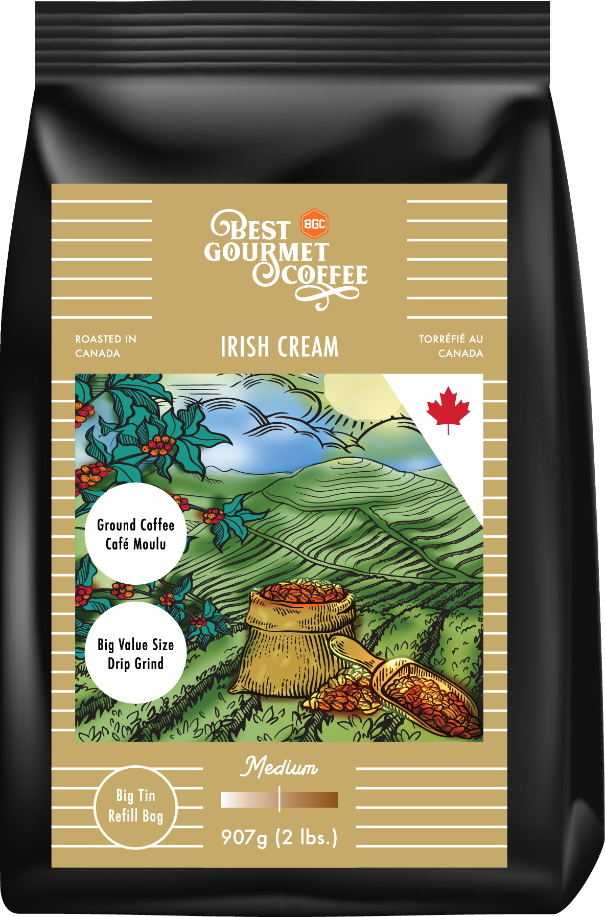 Irish Cream Coffee -2lb-907g Ground Coffee - Drip Grind - Medium Roast