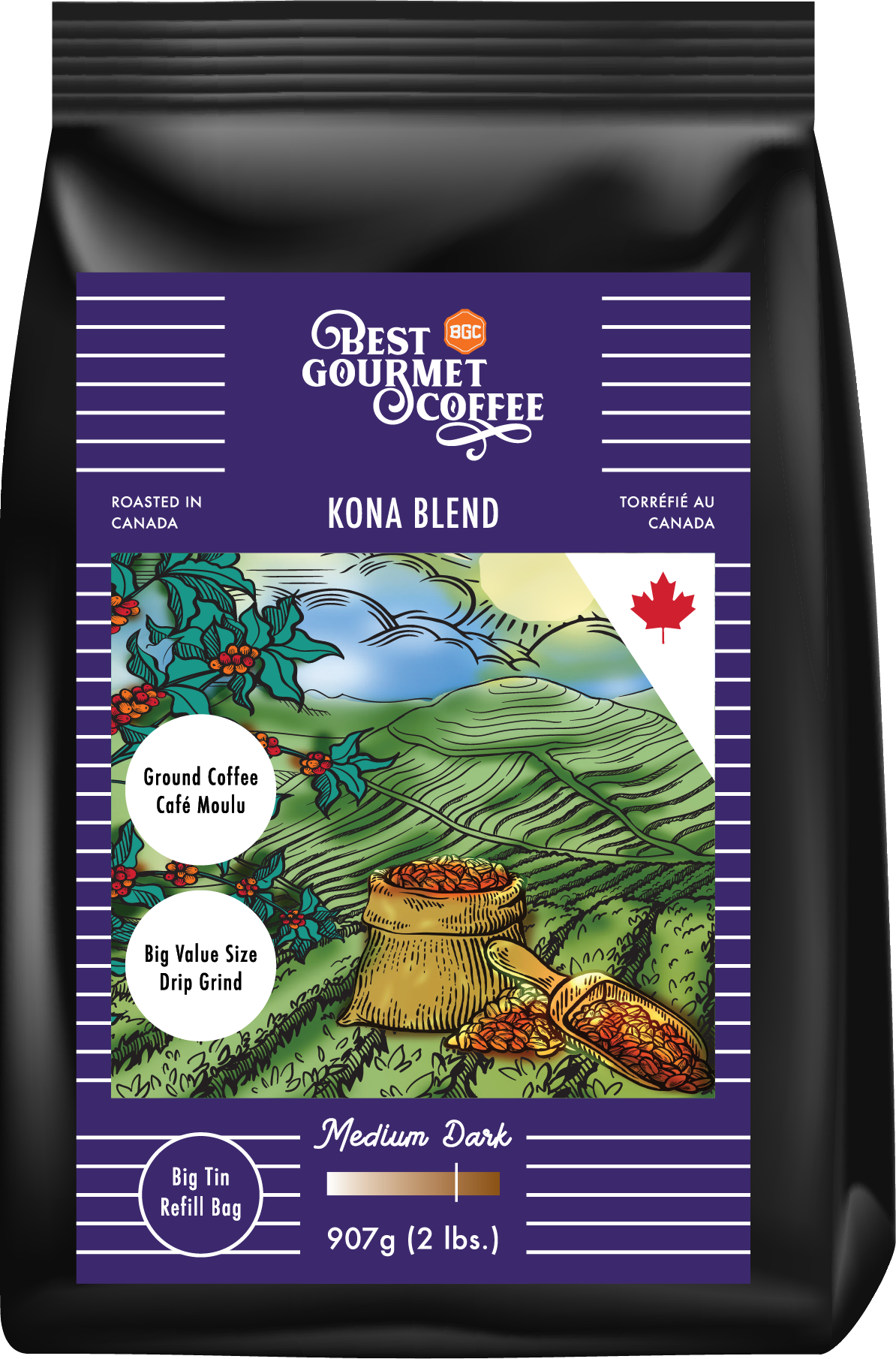 Kona Blend 2lb - 907g Ground Coffee - Drip Grind- Medium Roast