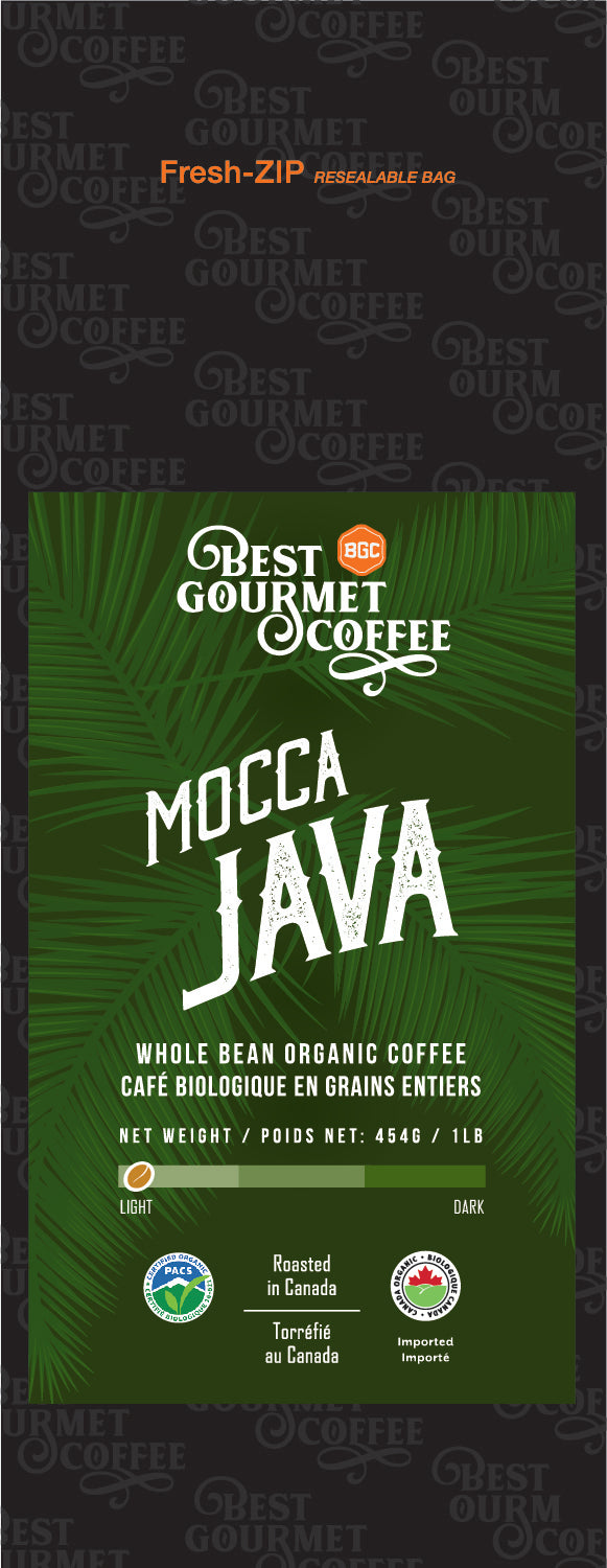 Mocca Java-1 lb. & 2 lb.-Organic-Whole Bean-Dark Roast.